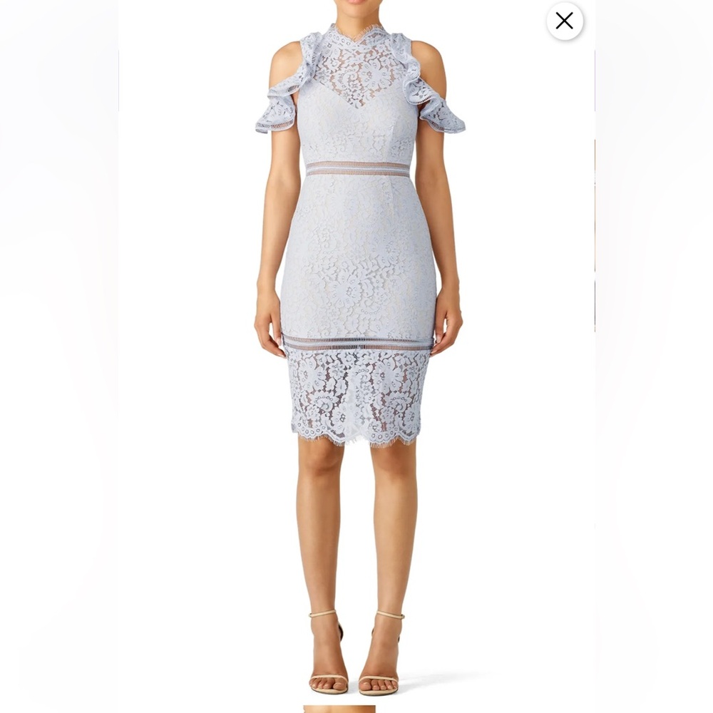 Pale Blue Lace Cold Shoulder Sheath